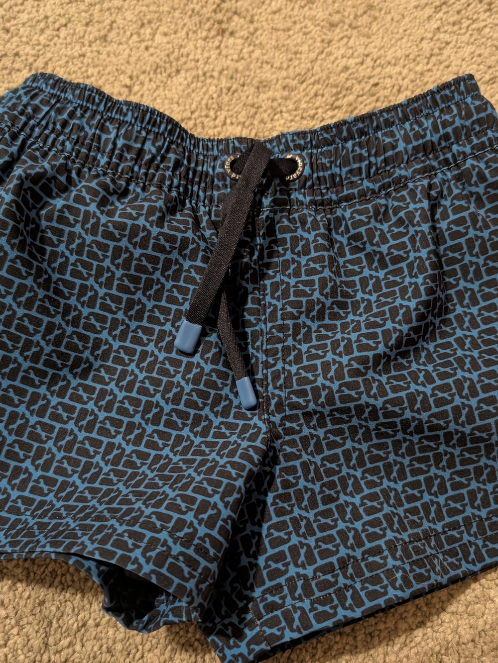 Vineyard Vines Boys Blue and Black Patterned Swim Trunks